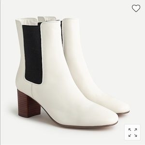 White Leather Heel Booties - J. Crew